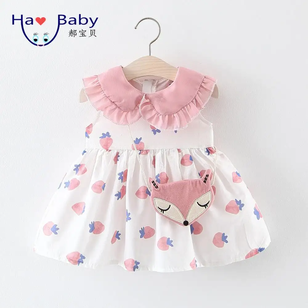 Hao Baby Girls Summer Dress 2019 New 0-4 Years Old Baby Princess Dress Cotton Cotton Dress Sleeveless Skirt