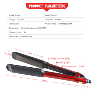 LUHAO Kemei KM-531 profesional de cerámica <span class=keywords><strong>Nano</strong></span> <span class=keywords><strong>plancha</strong></span> de pelo de titanio plana de hierro con LED venta al por mayor - Product Image 3