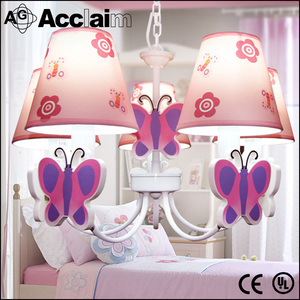 Rose bonbon enfants tissu chaîne <span class=keywords><strong>lustre</strong></span> style ligne papillon suspendus éclairage pour salon - Product Image 1