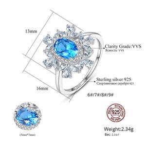 CZCITY anelli di fidanzamento con gemme di <span class=keywords><strong>topazio</strong></span> <span class=keywords><strong>blu</strong></span> cielo da donna di lusso in argento Sterling 925 - Product Image 2