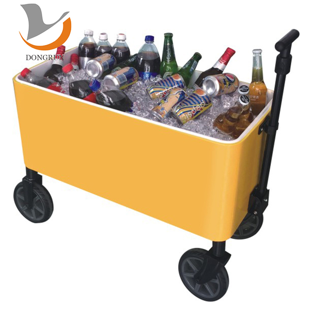Rolling Ice Cooler, Cart Stainless Steel Outdoor Cooler