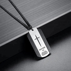 In Acciaio Inox Bible Verse Proverbi 4:23 Croce Dog Tag Pendente Della Collana per Gli Uomini - Product Image 5