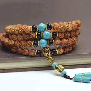 Tibetaans Boeddhisme 108 Vajra Bodhi Gebed Armband met turquoise Bodhi Kraal Mala Ketting Armband