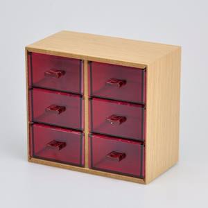 Caja de almacenamiento de cosméticos de 2 cajones de mesa de bambú con espejo - Product Image 3