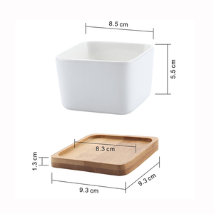 <span class=keywords><strong>Pot</strong></span> de fleur carré <span class=keywords><strong>en</strong></span> céramique blanc, de haute qualité avec plateau <span class=keywords><strong>en</strong></span> bambou, <span class=keywords><strong>mini</strong></span> <span class=keywords><strong>pot</strong></span> de jardin, conteneur succulent - Product Image 5