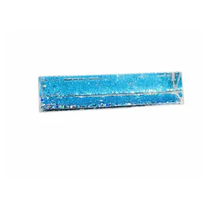 Promotional Custom Plastic Acrylic Liquid Water Triangular Ruler with Glitter
