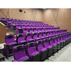 Asientos de cine de películas plegables usados, asientos de teatro profesionales de tela al por mayor Reposabrazos de madera, asientos de cine Silla de teatro