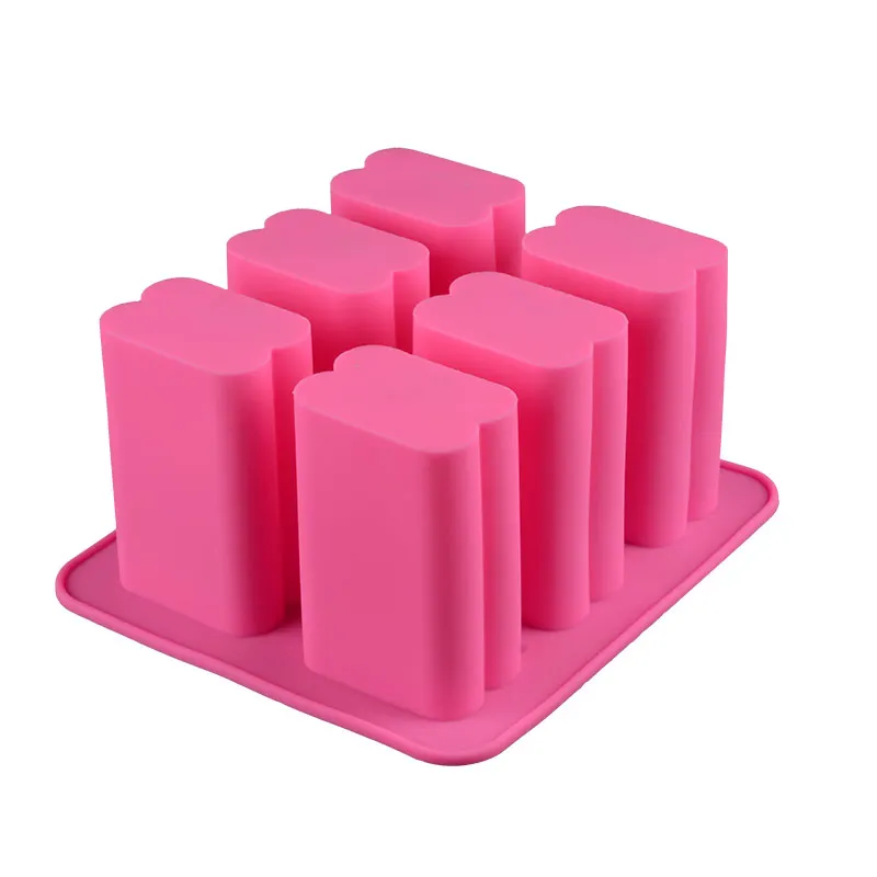 Moldes de sabão retangular de 6 cavidades, de silicone, para bolos, ferramentas 3d