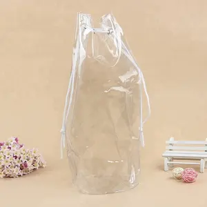 De plástico cosmético de pvc transparente bolsa con cordón para champú aseo cosméticos