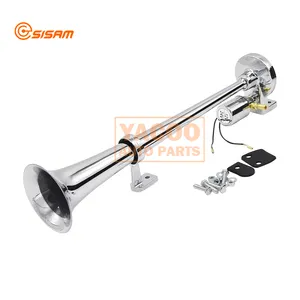 12v 24V Universal 450MM One Single Pipe Roots Chromed Silver Truck Air Pressure Horn for Bus Ship Boat Horn with Gas Pump