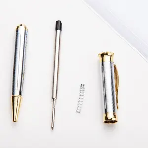 Yeni Tasarım Zarif Krom Gül Altın Metal tükenmez kalem/Gül altın ince tükenmez kalem metal büküm tükenmez kalemler