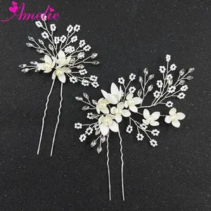 Charming Hair Piece Accessories Jewelry Wedding Headpiece Tiny Beaded Bridal Silver Hair Pins and Clips