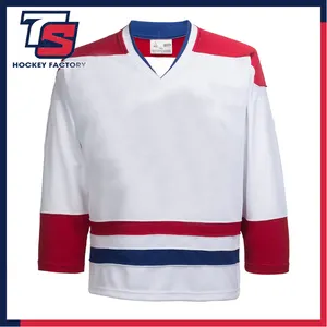 Profesional personalizado logotipo del equipo de Montreal canadienses en blanco Jersey de Hockey sobre hielo