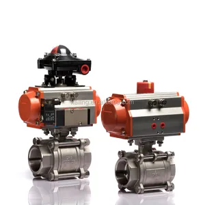 PNEUMATIC Actuator Full BORE 3PCS CF8M สแตนเลสสตีลบอลวาล์ว