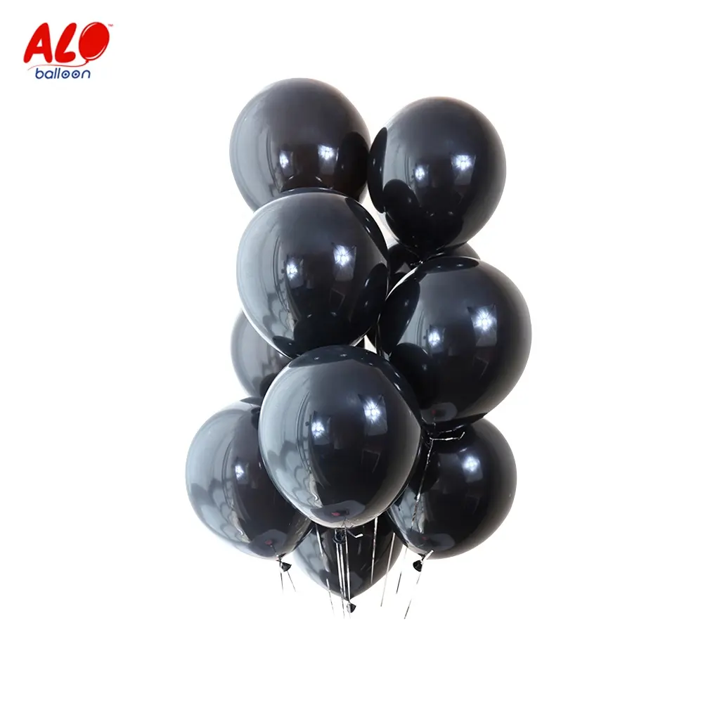 Balon Balon Udara Helium Lateks 12 Inci Balon Hitam Polos Matte Dekorasi Pesta Ulang Tahun Kualitas Tinggi Murah