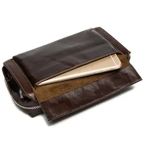 Genuine Leather Clutch Wallet For Men Vegan Leather Clutch Card Holder Double Layer Zipper Wallet