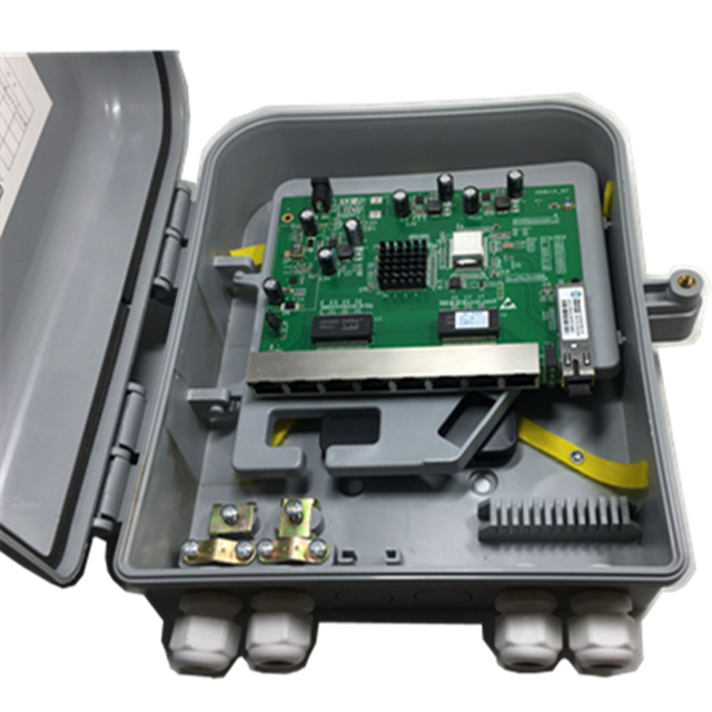 8 LAN Port 10/100Mbps IP65 Weatherproof Outdoor Reverse POE Single Mode Fiber Optic EPON ONU CE RoHS FCC Certified FTTH 4KV