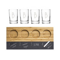 Factory Outlet Groothandel Bier Proeverij Board Houten Dienblad Met 4 Stuks Glass Cup