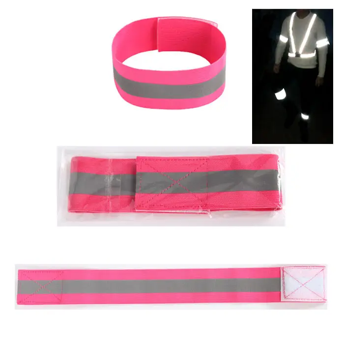 high light adjustable pink green black reflecting elastic armband reflective legband captain wristband band for night running