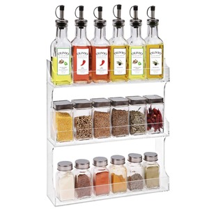 Estante de Almacenamiento Vertical de Especias de Acrílico Transparente <span class=keywords><strong>para</strong></span> Montar en la Pared, Estantes de Almacenamiento de Lucite, Organizador de <span class=keywords><strong>Cocina</strong></span> <span class=keywords><strong>para</strong></span> Tienda de Maquillaje - Product Image 1
