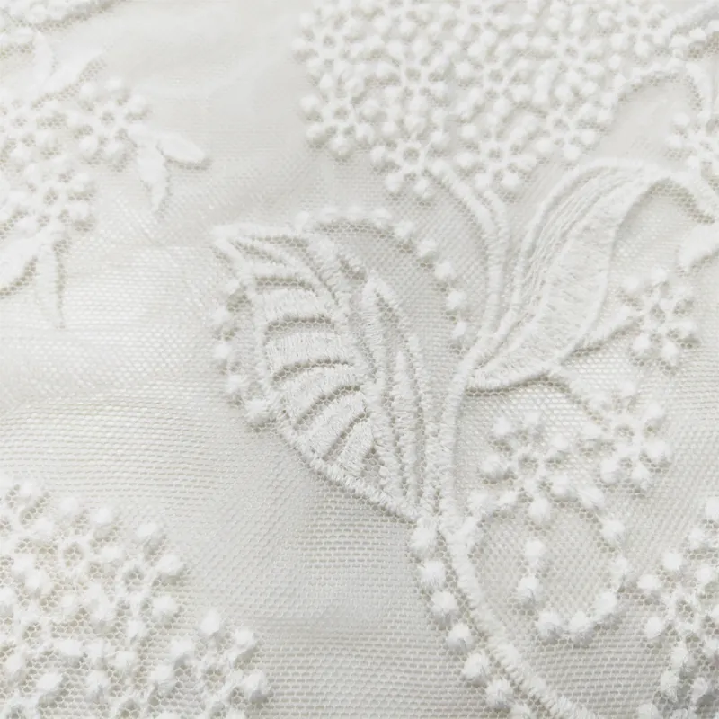 2019 high quality 100 cotton tulle white eyelet embroidery lace dress fabric for ladies fashion clothing