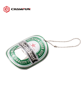 Ouvre-bouteille de bière en acier inoxydable, gaufrage, Design à la mode, avec chaîne à boules, pour cadeau - Product Image 1