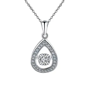 DW34 ожерелья из стерлингового серебра 925 пробы с избиением сердца Капля воды танцующий 4A циркониевый умный кулон для женщин