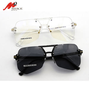 Nueva montura doble viga gafas <span class=keywords><strong>mujeres</strong></span> hombres moda grande irregular transparente lente gafas de sol UV400 - Product Image 6