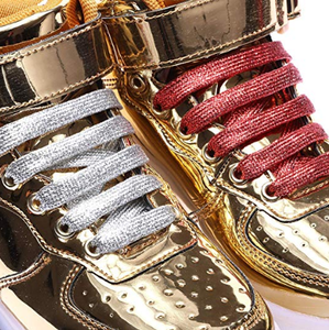 Lacci per Scarpe Piatti Premium Lucidi e Brillanti in Metallico Oro per Sneakers in Tela, Scarpe Sportive e da Danza - Product Image 4