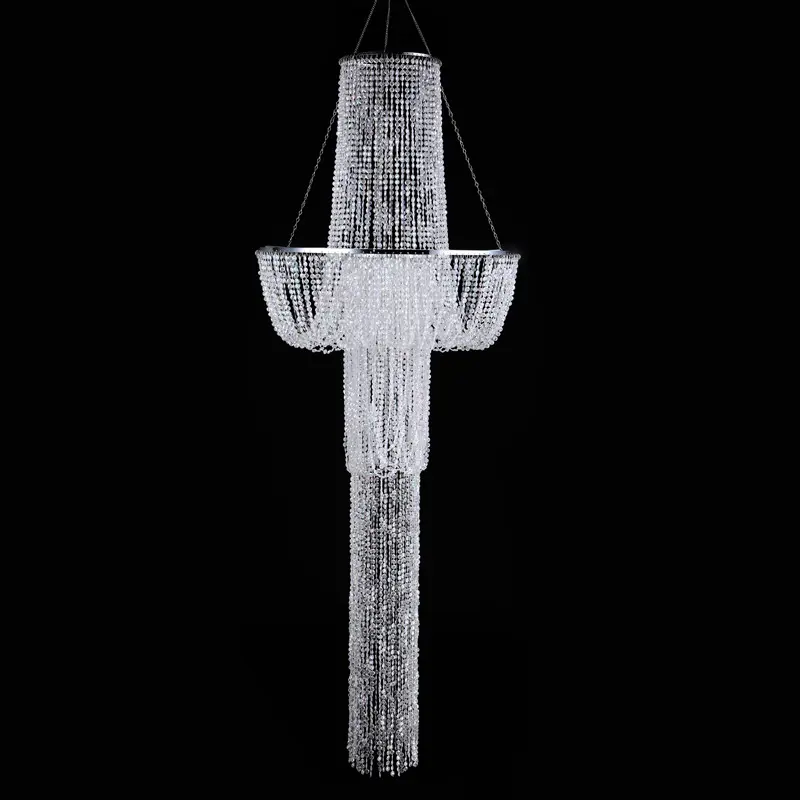 Lampu gantung kristal besar dekorasi pernikahan, lampu gantung kristal, tinggi 5 kaki, kap lampu ukuran besar