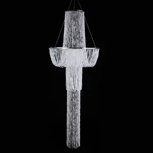 Decorazioni per matrimoni 5 piedi di altezza grande <span class=keywords><strong>lampadario</strong></span> di cristallo con <span class=keywords><strong>paralume</strong></span> di perline di cristallo <span class=keywords><strong>lampadario</strong></span> di grandi dimensioni <span class=keywords><strong>lampadario</strong></span> di grandi dimensioni - Product Image 1