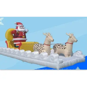 20ft Claus Santa Inflatable Với Sled Đối Với Sự Kiện Trang Trí Mặt Đất Tuần Lộc Inflatable Giant A159