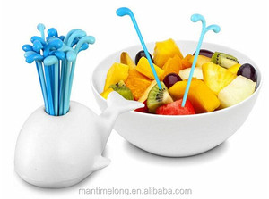 1 ensemble de fourchettes à fruits fantaisie en forme de <span class=keywords><strong>baleine</strong></span>, ustensiles de fête en plastique, modèle Baleen Spouting mtl - Product Image 2