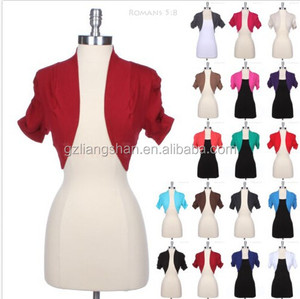 Hot Selling OEM New Summer Women Plain Shirred Ruched Short Sleeve Cotton <strong>Bolero</strong> Top Crop Shrug Jacket <strong>Cardigan</strong> - Product Image 6