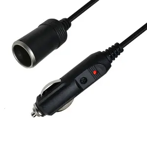Prise cc 12V 24V au câble d'alimentation de chargeur de cigarette de cigare de voiture avec l'indicateur de LED