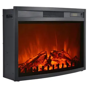 Log Fuel Effect Adjustable Flame Brightness w/Remote 26"-Black Insert Electric Fireplace