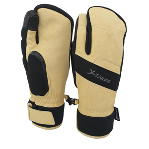 Wholesale <strong>Adult</strong> Waterproof/Windproof Rose Red Unisex Touch Screen Leather Winter Sport Three Fingers Ski <strong>Mitten</strong> - Product Image 2