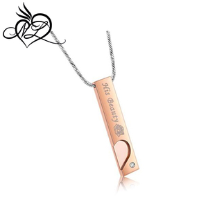 Collar de pareja de acero inoxidable, grabado láser, su <span class=keywords><strong>bella</strong></span>, su <span class=keywords><strong>bestia</strong></span> - Product Image 3