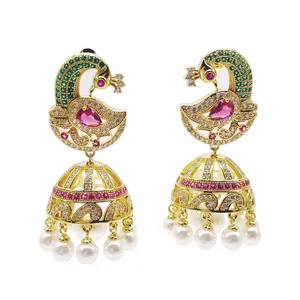 Anting Emas Kubik Zirkonia Desain Jhumka Anting Emas India