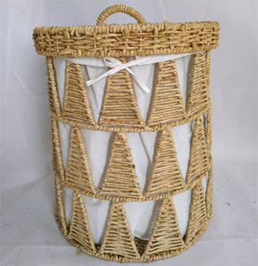 Fatto a mano Tessuto cestino di Immagazzinaggio <span class=keywords><strong>con</strong></span> <span class=keywords><strong>coperchio</strong></span> rush forma rotonda seagrass Cestino - Product Image 3