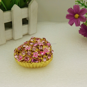 Caja de Recuerdos con Forma de Corazón Rosa Adornada con Piedras para Bodas, Regalos de Boda, Caja con Forma de Corazón al por Mayor - Product Image 3