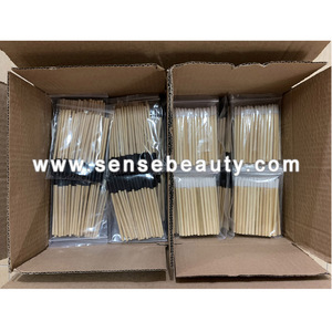 Brosse à cils à usage unique, jetable, manche en <span class=keywords><strong>bois</strong></span> en bambou, écologique, Logo, pièces - Product Image 6