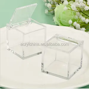 อะคริลิคใสพลาสติกกล่องเครื่องประดับ Cube Candy BOX งานแต่งงาน Baby Shower Favor