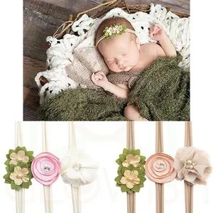 Handmade Newborn Baby Girls Flower Headband Infant Toddler Knot Hair Band Sets AG340