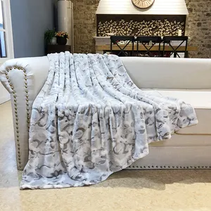 Flannel Fleece 3d Embossed Jacquard Blanket Fleece Throw 100% Polyester Raschel Blanket Anti-pilling and Printed Rectangular