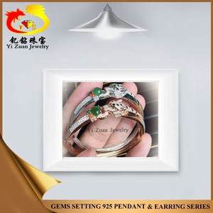 Diseño clásico <span class=keywords><strong>verde</strong></span> jasper piedra plata de moda brazaletes - Product Image 2
