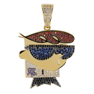 Hiphop Zircon Hombres Nuevo personaje de dibujos animados Dexter Colgante Collar - Product Image 1