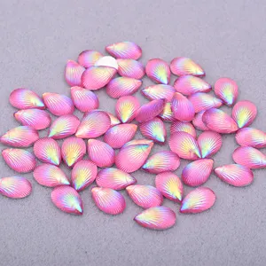 8*13mm Shiny Pink AB Drop Rhinestone Applique Flatback Acrylic Crystal Stones Non Hotfix Strass Beads DIY Crafts