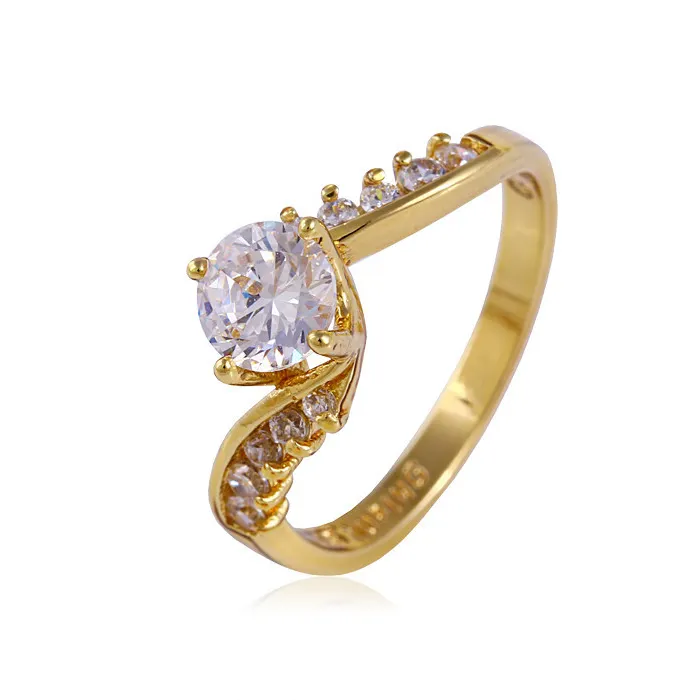 11501 Nieuwste Ontwerp Eenvoudige Juwelen 14K Gold Plated Gold Ring Met Cz Steen