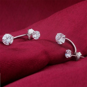 DUOYING Eleganti orecchini a lobo in argento sterling 925 con zirconi cubici rotondi, <span class=keywords><strong>gioielli</strong></span> scintillanti minimalisti per donne, ragazze, matrimoni - Product Image 5